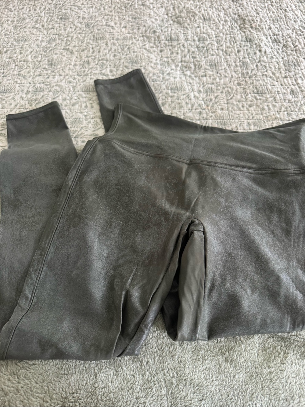 Spanx olive leather pants size L